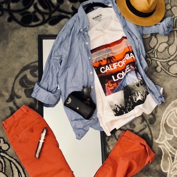 Nautica Blue Striped Button Up SZ 15.5 - Picture 1 of 3